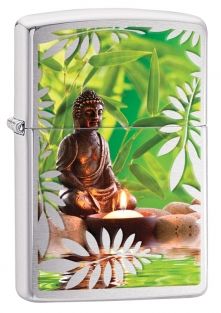 Zippo Buddah Brushed Chrome