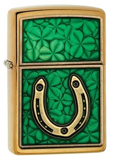 Zippo Clovers And Horseshoe Emblem