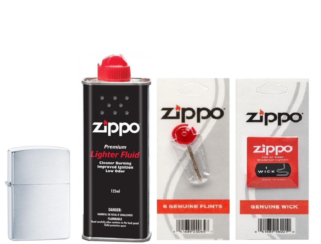 Combo 4 sản phẩm : Bật lửa Zippo Armor 162+Xăng+Đá+Bấc