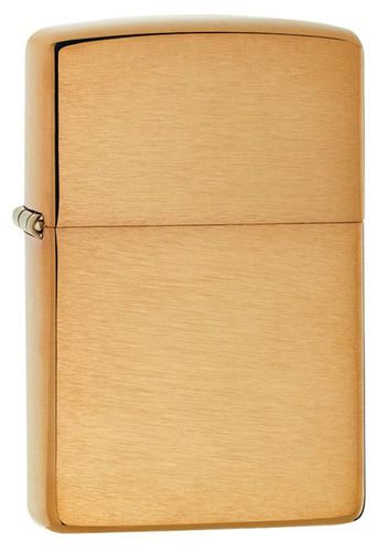 Combo 4 sản phẩm: Bật lửa Zippo Brushed Brass Solid 204B+Xăng+Đá+Bấc