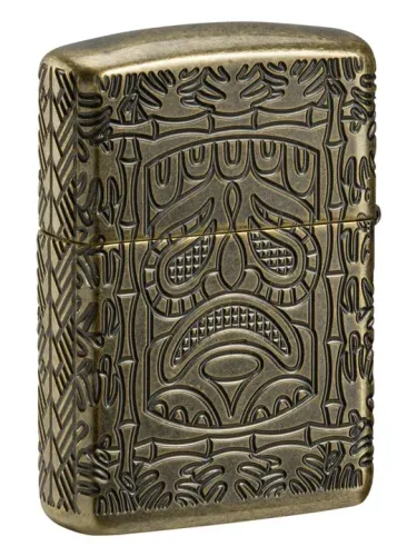 Tiki Totem Design Armor Antique Brass Pocket Lighter