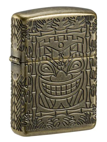 Tiki Totem Design Armor Antique Brass Pocket Lighter