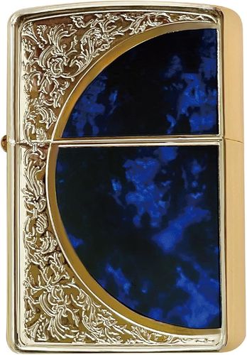 Arabesque Marble Blue Gold Etching