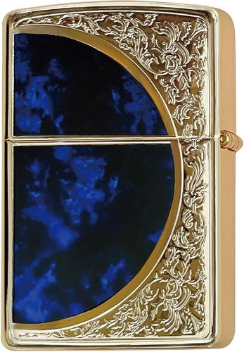 Arabesque Marble Blue Gold Etching