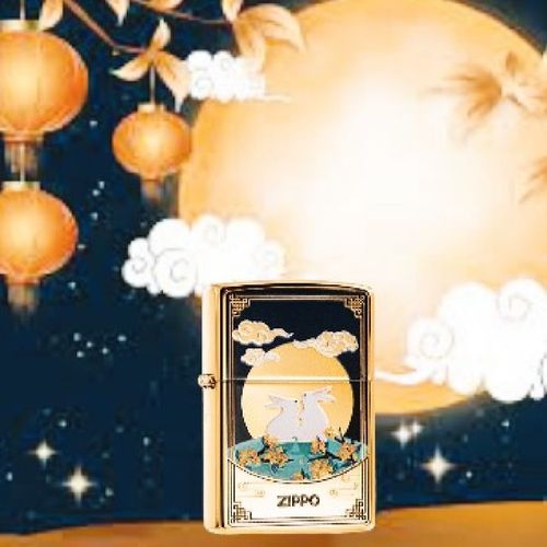 Zippo Moon and Rabbits Design CZA-2-36