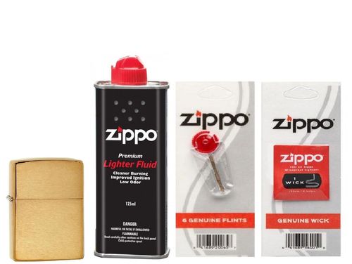 Combo 4 sản phẩm: Bật lửa Zippo Armor 168+Xăng+Đá+Bấc