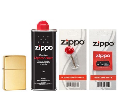 Combo 4 sản phẩm: Bật lửa Zippo Armor 169+Xăng+Đá+Bấc