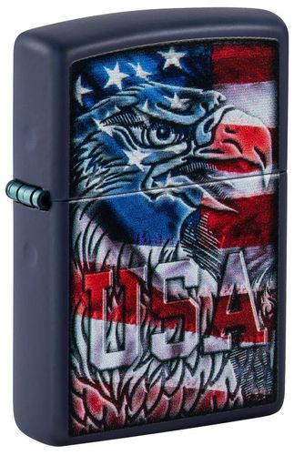 Zippo Eagle Flag Design Navy Matte