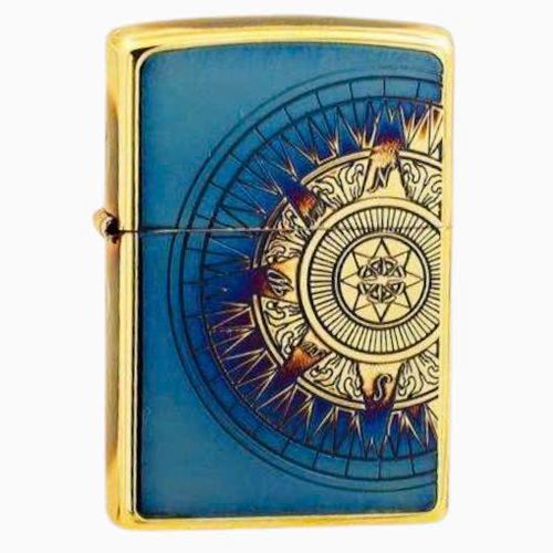 Compass and Nautical Chart Burning Brass