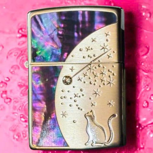 Cat & Moon Abalone Shell Inlay