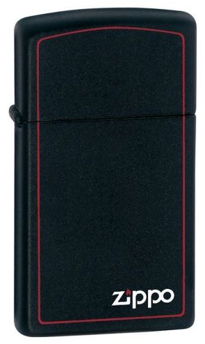 Zippo Slim® Black Matte with Red Border