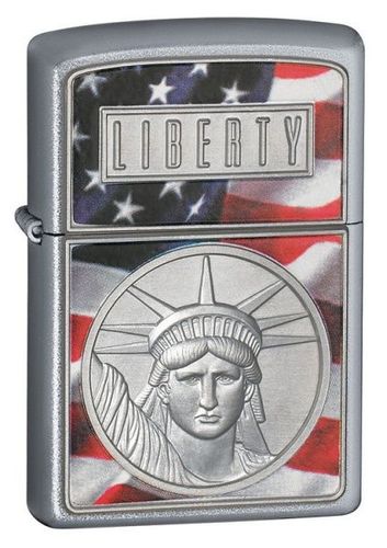 Zippo The Face Of Liberty Emblem Satin Chrome