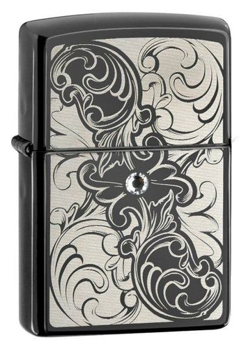 Zippo Gunstock Filigree Swarovski Ebony