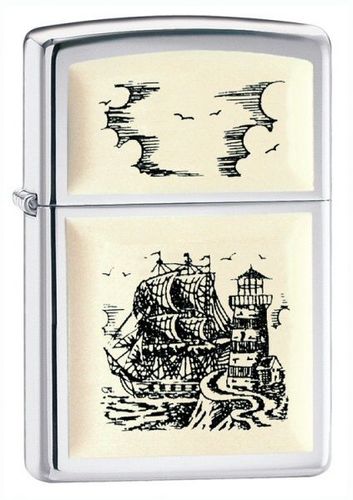 Zippo Scrimshaw Ship