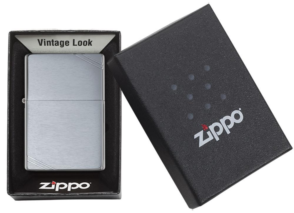 Zippo Brushed Chrome Vintage with Slashes