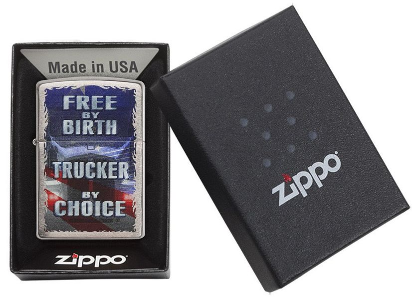 Zippo Free By Birth Brushed Chrome