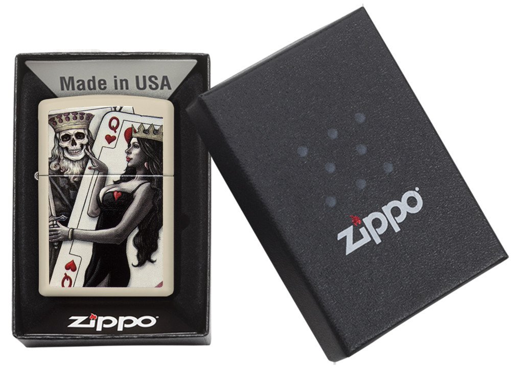 Zippo Skull King and Queen Cards Flat Sand