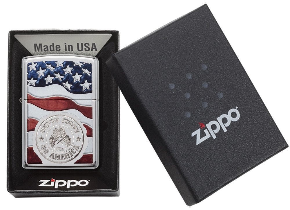 Zippo American Stamp on Flag