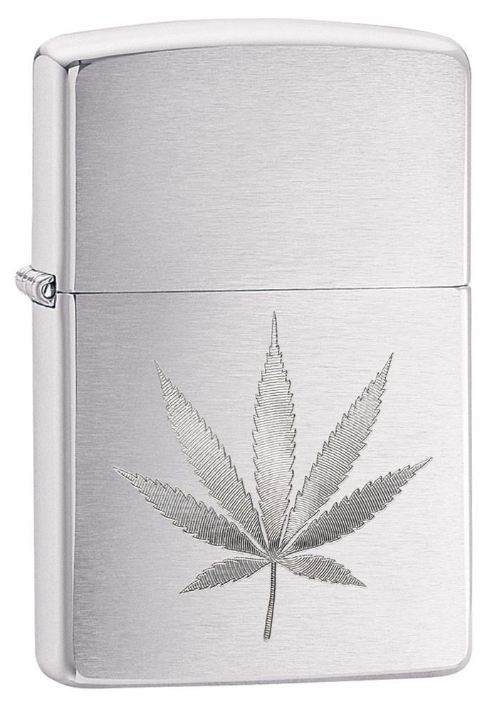 Zippo Chrome Marijuana Leaf Design