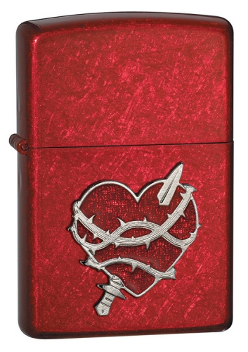 Zippo Heart Attack Candy Apple Red