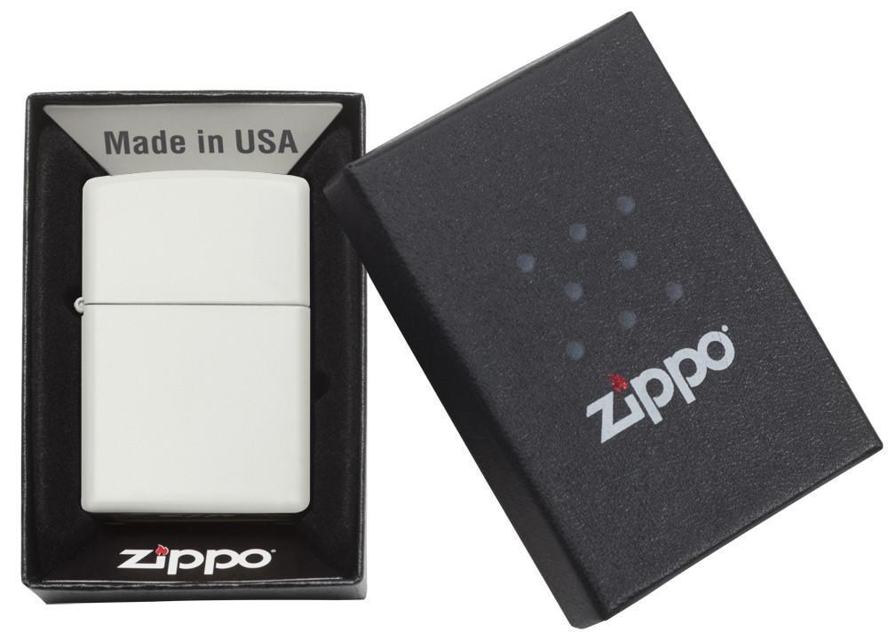Combo 4 sản phẩm: Bật lửa Zippo White Matte 214+Xăng+Đá+Bấc