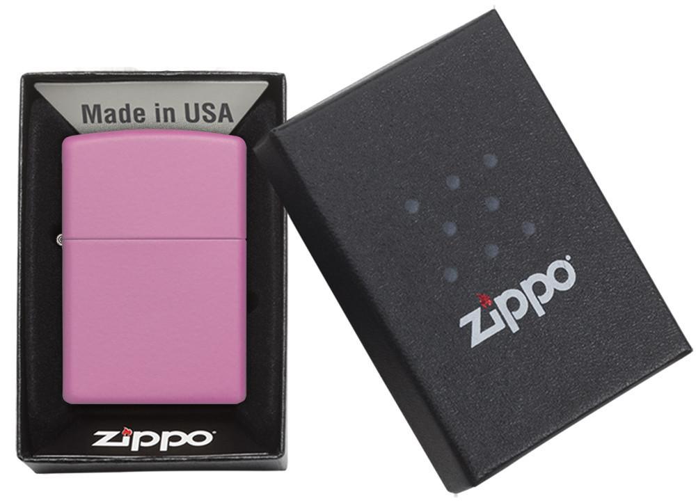 Combo 4 sản phẩm : Bật lửa Zippo Classic Matte Pink 238+Xăng+Đá+Bấc