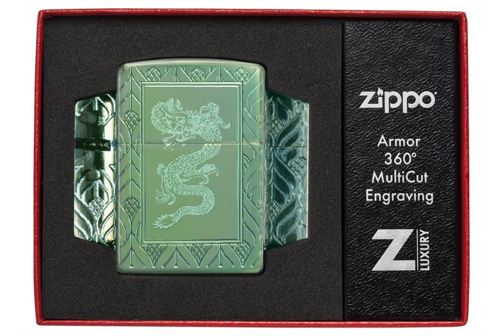 Zippo Armor® High Polish Green Elegant Dragon 49054