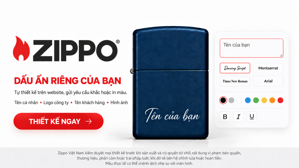 zippo tu thiet ke ca nhan hoa